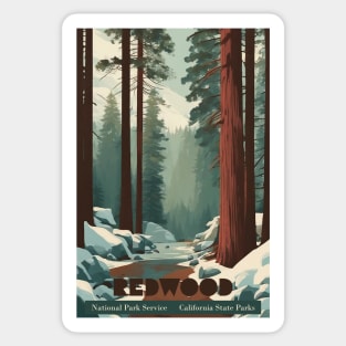 Redwood National Park Travel Poster Sticker